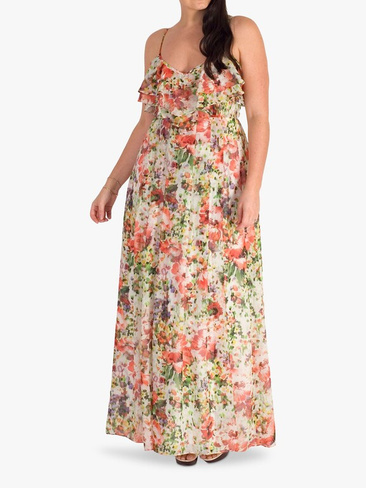 Шифоновое платье макси с цветочным принтом chesca, Многоцветный