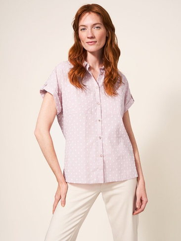 Рубашка с коротким рукавом White Stuff Swiss Dobby, светло-розовый
