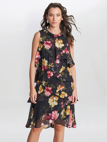 Многоярусное платье с цветочным принтом Gina Bacconi Candy