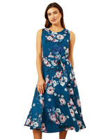 Платье с плиссированной юбкой Yumi с цветочным принтом, Бирюзовый/Мульти