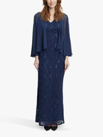 Gina Bacconi Платье макси Jayden из кружева и шифона, темно-синее