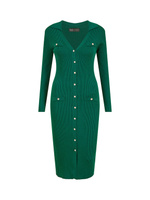 Yumi Mela London Вязаное приталенное платье миди, зеленое