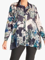 Chesca Paris Шифоновая рубашка с абстрактным цветочным принтом, Темно-синий/Мульти