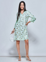 Праздничное платье-туника миди с рукавами 3/4 Jolie Moi, зеленая абстракция