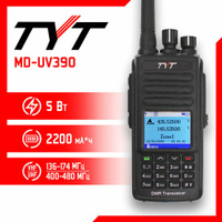 Портативная радиостанция TYT MD-UV390 DMR / Черная с радиусом до 8 км / UHF; VHF
