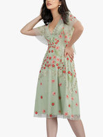 Платье миди Calla из кружева и бисера, шалфейный зеленый