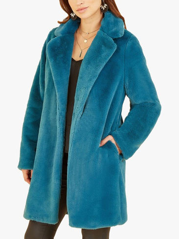 Пальто Yumi из искусственного меха, Бирюзовый