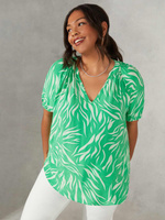 Блузка с короткими рукавами и зеброй Live Unlimited Curve, зеленая