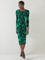 Трикотажное платье миди с цветочным принтом LKBennett Joni, темно-синий/зеленый