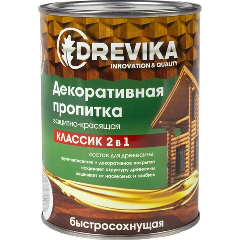 Декоративная пропитка Drevika классик 2 в 1 палисандр, 0.75 л 255476