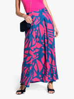 HotSquash Абстрактная длинная юбка со складками, матиссово-бирюзовый/розовый