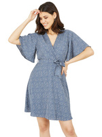 Мини-платье Mela London с абстрактным узором в горошек, синий/мульти