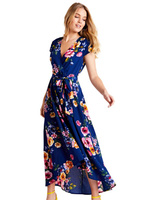 Платье миди с цветочным принтом и запахом спереди Mela London, Темно-синий/Мульти