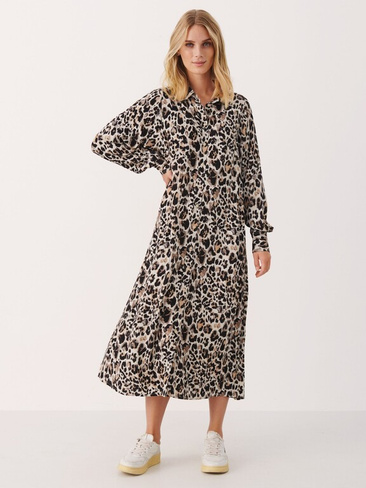 Часть вторая Платье-миди Marlas Shirt, нейтральный принт с леопардовым принтом