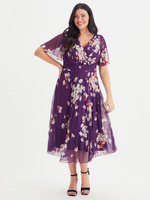 Платье Scarlett & Jo из плиссированной сетки с цветочным принтом, винный/мульти