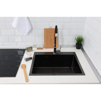 Кухонная мойка из нержавеющей стали Alcora Oslo 580/480 мм, черная с сифоном 2015110NB