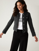 Джинсовая куртка из хлопкового эластичного материала Marks & Spencer, черный