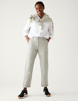 Узкие брюки-чиносы хлопкового цвета, окрашенные в чайный цвет Marks & Spencer, светло-серый