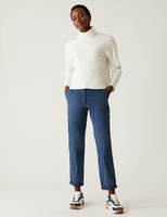 Узкие брюки-чиносы хлопкового цвета, окрашенные в чайный цвет Marks & Spencer, темно-синий