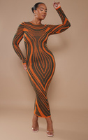 PrettyLittleThing Трикотажное платье мидакси в полоску цвета хаки Plus