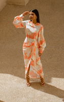 PrettyLittleThing Оранжевое платье макси с кисточками и завязками с акварельным принтом