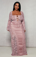 PrettyLittleThing Макси-юбка Plus из атласного кружева темно-розового цвета