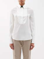 Рубашка из шелкового крепдешина с отделкой monili Brunello Cucinelli, белый