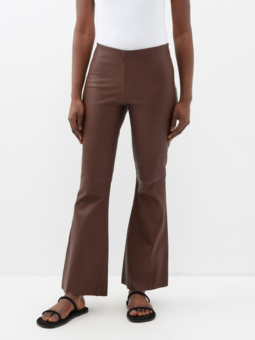 Расклешенные кожаные брюки evyline с высокой посадкой By Malene Birger, коричневый