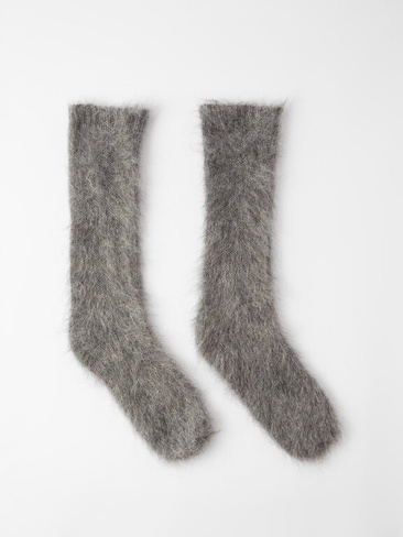 Волосатые носки из мохера Raey, серый