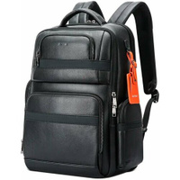 Рюкзак мужской городской дорожный Bopai First Layer Cowhide большой 34л, для ноутбука 15.6", с USB портом, черный, влаго
