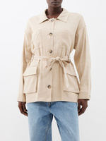 Куртка из органического льна с накладными карманами и поясом FRAME, коричневый