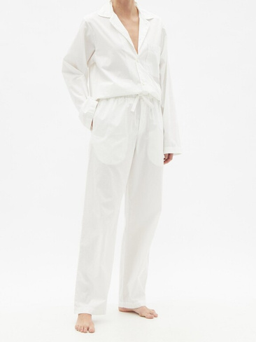 Пижамные брюки из органического хлопка с кулиской Tekla, белый