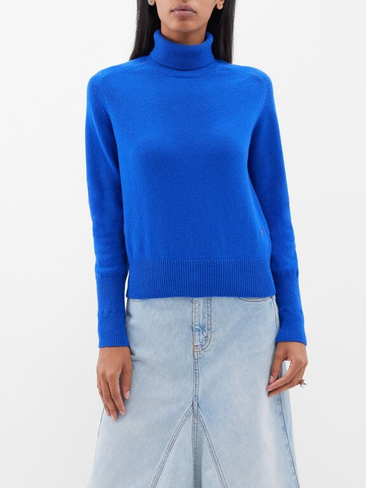 Шерстяной свитер с высоким воротником Victoria Beckham, синий