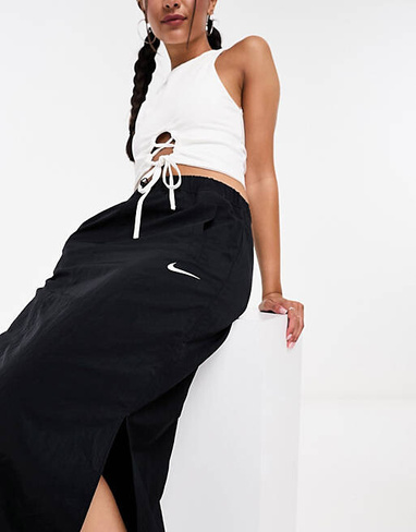 Черная тканая макси-юбка карго с галочкой Nike mini