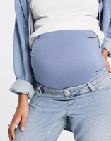 Комфортные эластичные отбеленные джинсы Mom для беременных Topshop