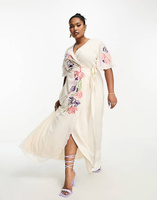 Платье макси с цветочной вышивкой Hope & Ivy Plus цвета слоновой кости