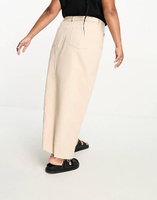 Серо-коричневая легкая джинсовая юбка макси с разрезом спереди ASOS DESIGN Curve