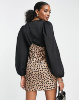Эксклюзивное мини-платье контрастного леопардового цвета с объемными рукавами Never Fully Dressed