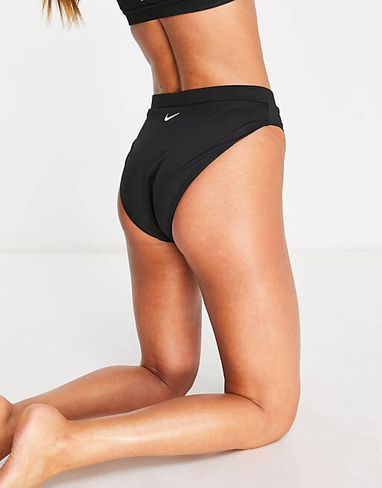 Черные плавки бикини с завышенной талией Nike Swimming Essentials
