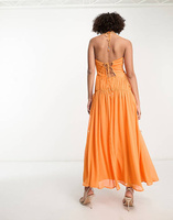 Оранжевое платье макси с кулиской на талии ASOS DESIGN Tall
