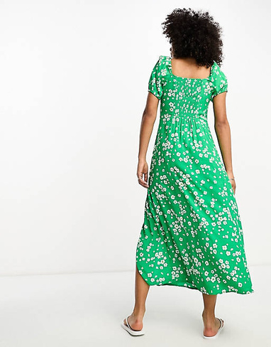 Зеленое платье миди с пышными рукавами & Other Stories