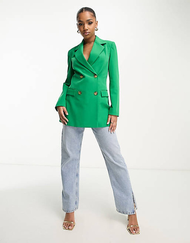 Ярко-зеленый удлиненный приталенный пиджак Miss Selfridge