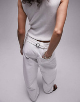 Белые широкие брюки с широкими штанинами на спине Topshop