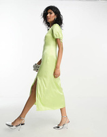 Атласное платье миди лимонного цвета с вырезом Whistles