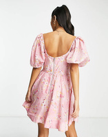 Корсетное платье мини с цветочным принтом пыльной розы Bardot