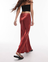 Рубиново-красная асимметричная юбка макси со сборками Topshop