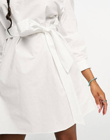 Белое платье-рубашка с завязкой на талии Mango
