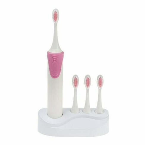 Электрическая зубная щётка Luazon LP-009, вибрационная, 8500 дв/мин, 4 насадки, 2хАА, розовая (комплект из 2 шт) Luazon