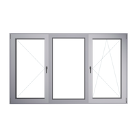 Трехстворчатое алюминиевое окно Р400, 1450х2100, поворотное/глухое/поворотно откидное