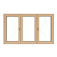 Трехстворчатое деревянное окно из липы, 1450х2100 мм, поворотное/глухое/поворотно откидное